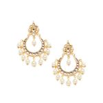 Buy Bamboo Tree Jewels White Beads Pearl Kundan Gold Chandbali Earrings - Purplle