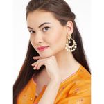 Buy Bamboo Tree Jewels White Beads Pearl Kundan Gold Chandbali Earrings - Purplle