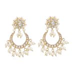 Buy Bamboo Tree Jewels White Beads Pearl Kundan Gold Chandbali Earrings - Purplle