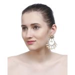 Buy Bamboo Tree Jewels White Beads Pearl Kundan Gold Chandbali Earrings - Purplle