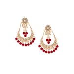 Buy Bamboo Tree Jewels Red Beads Gold Kundan Chandbali Earrings - Purplle