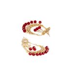 Buy Bamboo Tree Jewels Red Beads Gold Kundan Chandbali Earrings - Purplle