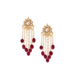 Buy Bamboo Tree Jewels Maroon Stone Gold-Toned Kundan Drop Earrings - Purplle