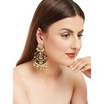 Buy Bamboo Tree Jewels Black & White Beaded Gold-Toned Kundan Chandbali - Purplle