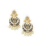 Buy Bamboo Tree Jewels Black & White Beaded Gold-Toned Kundan Chandbali - Purplle