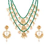 Buy Bamboo Tree Jewels Green Beaded Gold-Toned Kundan Necklcae & Earrings Jewellery Set - Purplle