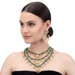Buy Bamboo Tree Jewels Green Beaded Gold-Toned Kundan Necklcae & Earrings Jewellery Set - Purplle