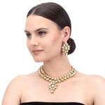 Buy Bamboo Tree Jewels Kundan Necklace And Earring Gold Color Jewellery Set - Purplle