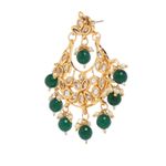 Buy Bamboo Tree Jewels Green Beads Gold- Toned Kundan Earrings - Purplle