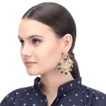 Buy Bamboo Tree Jewels Green Beads Gold- Toned Kundan Earrings - Purplle