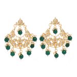 Buy Bamboo Tree Jewels Green Beads Gold- Toned Kundan Earrings - Purplle