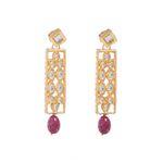 Buy Bamboo Tree Jewels Maroon Stone Gold- Toned Kundan Earrings - Purplle