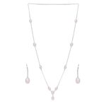 Buy Bamboo Tree Jewels Pink Stones Necklace & Earrings Set Silver Color - Purplle