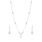 Buy Bamboo Tree Jewels Pink Stones Necklace & Earrings Set Silver Color - Purplle