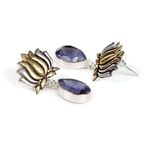 Buy Bamboo Tree Jewels Purple Stone Lotus Shaped Drop Earrings Silver & Gold Color - Purplle