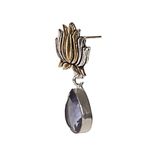 Buy Bamboo Tree Jewels Purple Stone Lotus Shaped Drop Earrings Silver & Gold Color - Purplle