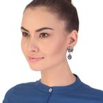 Buy Bamboo Tree Jewels Purple Stone Lotus Shaped Drop Earrings Silver & Gold Color - Purplle