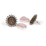 Buy Bamboo Tree Jewels Pink StoneTeardrop Shaped Drop Silver Earrings - Purplle