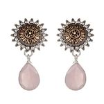 Buy Bamboo Tree Jewels Pink StoneTeardrop Shaped Drop Silver Earrings - Purplle