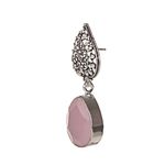 Buy Bamboo Tree Jewels Pink StoneTeardrop Shaped Drop Silver Earrings - Purplle