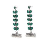 Buy Bamboo Tree Jewels Green Stone Dome Shaped Handcrafted Silver-Toned Jhumkas - Purplle