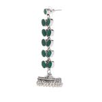 Buy Bamboo Tree Jewels Green Stone Dome Shaped Handcrafted Silver-Toned Jhumkas - Purplle