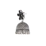 Buy Bamboo Tree Jewels Black Stone Dome Shaped Handcrafted Silver-Toned Jhumkas - Purplle