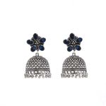 Buy Bamboo Tree Jewels Black Stone Dome Shaped Handcrafted Silver-Toned Jhumkas - Purplle