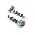 Buy Bamboo Tree Jewels Green Stone Dome Shaped Handcrafted Silver-Toned Jhumkas - Purplle