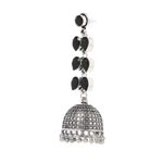 Buy Bamboo Tree Jewels Black Stone Dome Shaped Handcrafted Silver-Toned Jhumkas - Purplle