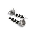 Buy Bamboo Tree Jewels Black Stone Dome Shaped Handcrafted Silver-Toned Jhumkas - Purplle