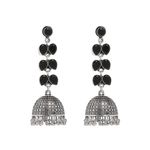 Buy Bamboo Tree Jewels Black Stone Dome Shaped Handcrafted Silver-Toned Jhumkas - Purplle