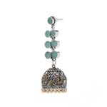 Buy Bamboo Tree Jewels Green Stone Dome Shaped Handcrafted Gold & Silver-Toned Jhumkas - Purplle