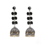 Buy Bamboo Tree Jewels Black Stone Dome Shaped Handcrafted Gold & Silver-Toned Jhumkas - Purplle