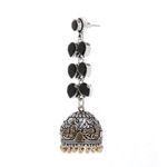 Buy Bamboo Tree Jewels Black Stone Dome Shaped Handcrafted Gold & Silver-Toned Jhumkas - Purplle