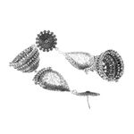 Buy Bamboo Tree Jewels Silver-Toned Handcrafted Teardrop Shaped Jhumkas - Purplle