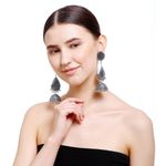 Buy Bamboo Tree Jewels Silver-Toned Handcrafted Teardrop Shaped Jhumkas - Purplle
