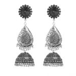 Buy Bamboo Tree Jewels Silver-Toned Handcrafted Teardrop Shaped Jhumkas - Purplle