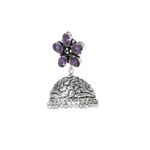 Buy Bamboo Tree Jewels Purple Stone Dome Shaped Handcrafted Silver-Toned Jhumkas - Purplle