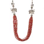 Buy Bamboo Tree Jewels Elephant Design Red & Silver Color Beads Long Necklace - Purplle