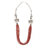 Buy Bamboo Tree Jewels Elephant Design Red & Silver Color Beads Long Necklace - Purplle