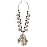 Buy Bamboo Tree Jewels Ganesh Design Black & Silver Color Beads Long Necklace - Purplle