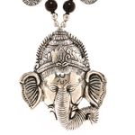 Buy Bamboo Tree Jewels Ganesh Design Black & Silver Color Beads Long Necklace - Purplle