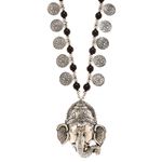 Buy Bamboo Tree Jewels Ganesh Design Black & Silver Color Beads Long Necklace - Purplle