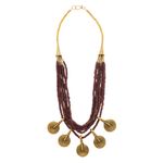 Buy Bamboo Tree Jewels Brown & Golden Color Beads Long Necklace - Purplle