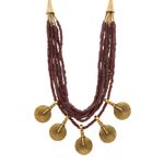Buy Bamboo Tree Jewels Brown & Golden Color Beads Long Necklace - Purplle