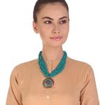 Buy Bamboo Tree Jewels Red & Teal Green Color Beaded Necklace - Purplle