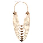 Buy Bamboo Tree Jewels White & Brown Color Raisin And Wood Long Necklace - Purplle