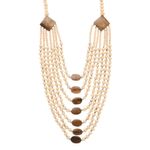 Buy Bamboo Tree Jewels White & Brown Color Raisin And Wood Long Necklace - Purplle