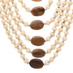 Buy Bamboo Tree Jewels White & Brown Color Raisin And Wood Long Necklace - Purplle